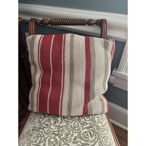 Sak Home Striped Crochet Style Throw Pillow Red Tan 18" x 18"